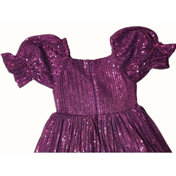 Ivy City Co Plum Purple Sequined Toddler Party Holiday Dress 12-18M Mommy and Me - Picture 4 of 8